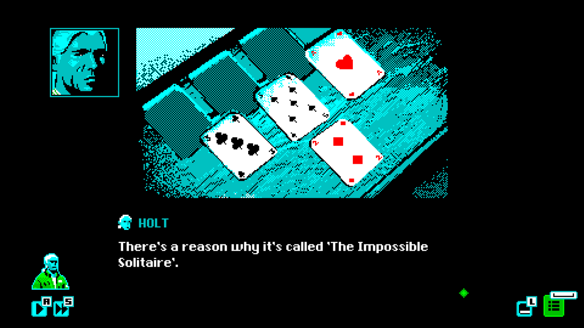 Mothmen 1966 (Windows) screenshot: Some solitaires are easy. Some, like Windows' "Free Cell", even ONLY have solvable layouts. In this solitaire, in turn...