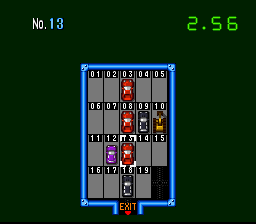 Zero4 Champ: RR (SNES) screenshot: This job involves quickly selecting cars