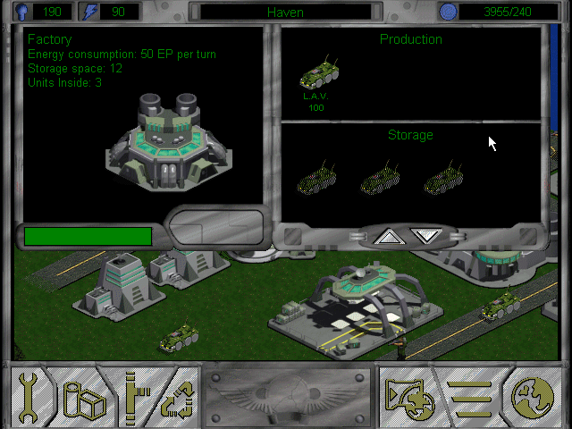 Fallen Haven (Windows) screenshot: Factory, building units