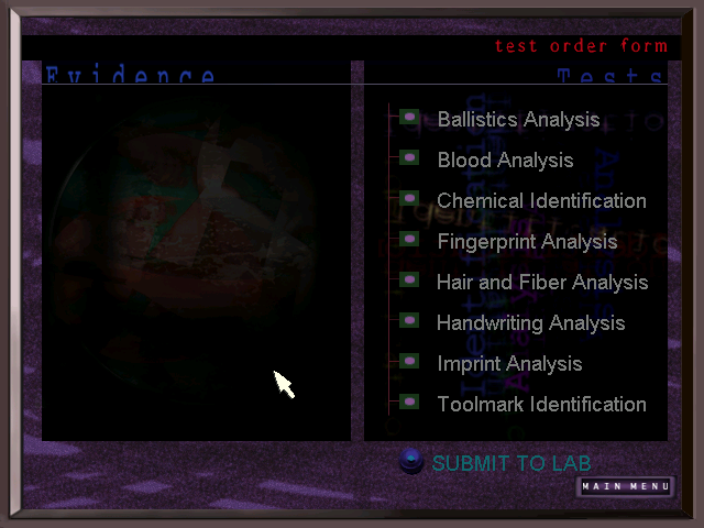 D.A.: Pursuit of Justice - The Sunset Boulevard Deuce (Windows) screenshot: Test order form