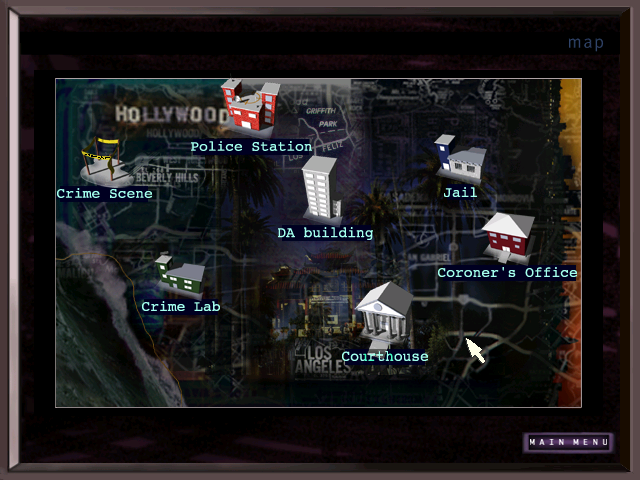 D.A.: Pursuit of Justice - The Sunset Boulevard Deuce (Windows) screenshot: Map