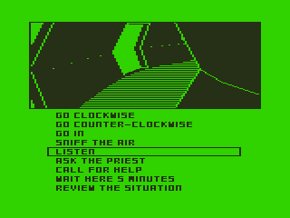 War of the Worlds: Chapter Three - The Last Hope (TRS-80 CoCo) screenshot: Available Actions