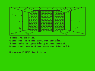 War of the Worlds: Chapter Three - The Last Hope (TRS-80 CoCo) screenshot: In the Storm Drains
