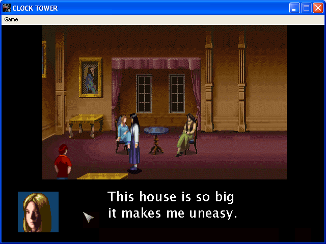 Clock Tower (Windows) screenshot: We live in the mansion now
