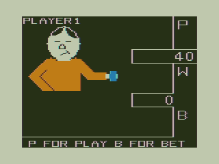 Blackjack (TRS-80 CoCo) screenshot: Setting my Bet