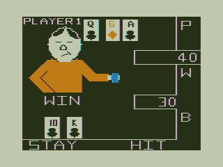 Blackjack (TRS-80 CoCo) screenshot: I Win This Hand
