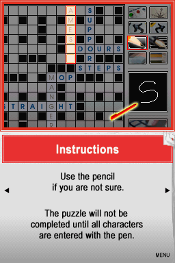 The Sun Crossword Challenge (Nintendo DS) screenshot: Some Instructions