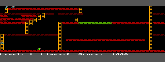 Digger (TRS-80 CoCo) screenshot: Ladder to the Next Level Appears