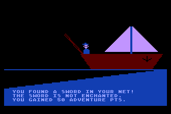 Adventure on a Boat! (Atari 8-bit) screenshot: A Non-Enchanted Sword