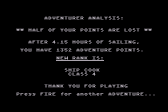 Adventure on a Boat! (Atari 8-bit) screenshot: Final Score