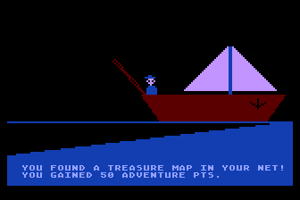 Adventure on a Boat! (Atari 8-bit) screenshot: I Found a Treasure Map