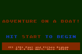 Adventure on a Boat! (Atari 8-bit) screenshot: Title Screen