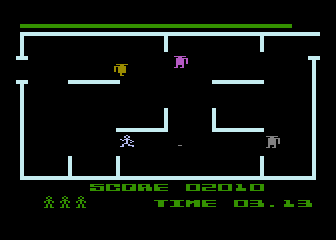 K-Razy Shoot-Out (Atari 5200) screenshot: Running from robot fire...