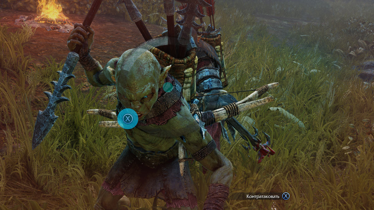 Middle-earth: Shadow of Mordor (Windows) screenshot: When you're about to die, win a quick QTE to survive