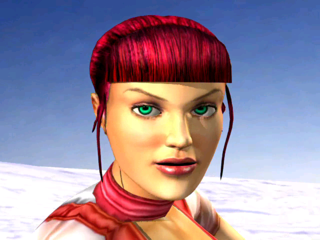 Dark Summit (Xbox) screenshot: Naya, our fearless snowboarding protagonist.