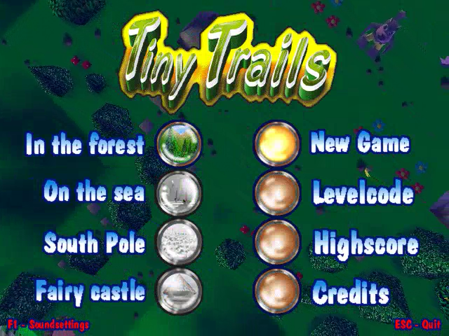 Tiny Trails (Windows) screenshot: Main menu screen