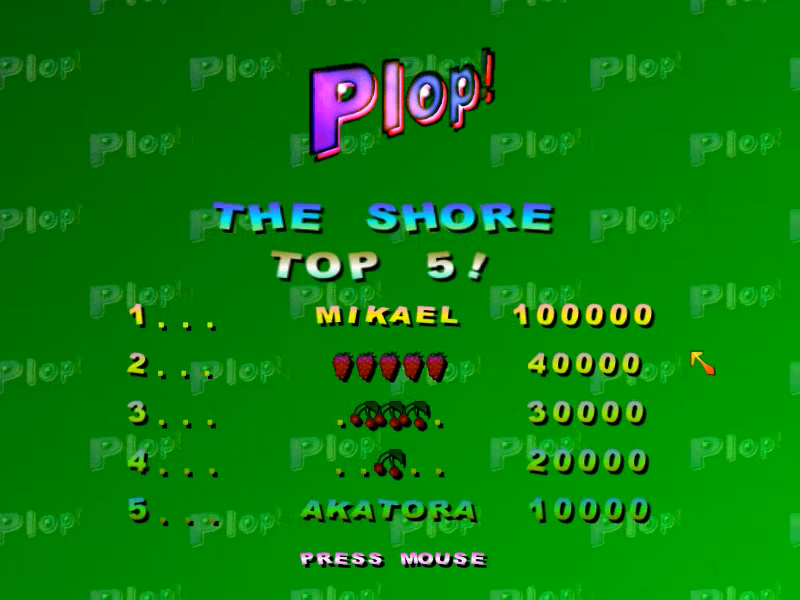 Plop! (Windows) screenshot: High scores