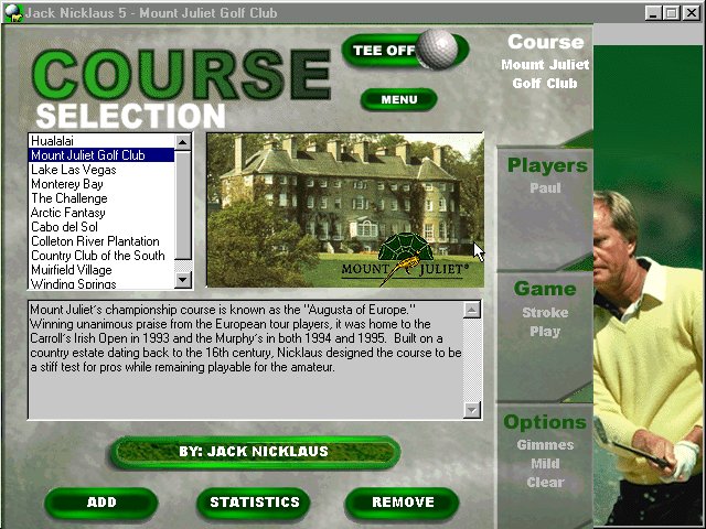 Jack Nicklaus 5 (Windows) screenshot: Select course