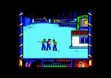 Shanghai Warriors (Amstrad CPC) screenshot: Starting the military base level.