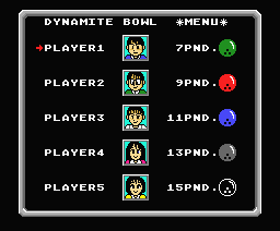 Dynamite Bowl (MSX) screenshot: Select a character to play. (MSX2)