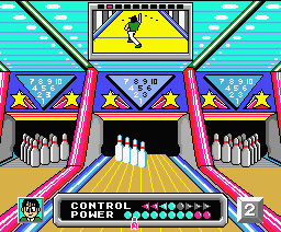 Dynamite Bowl (MSX) screenshot: You can adjust your position on the lane. (MSX2)