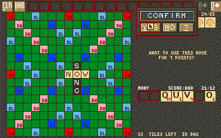 Scrabble (Amiga) screenshot: First moves.