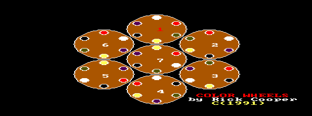 Treasure Chest (TRS-80 CoCo) screenshot: Color Wheels