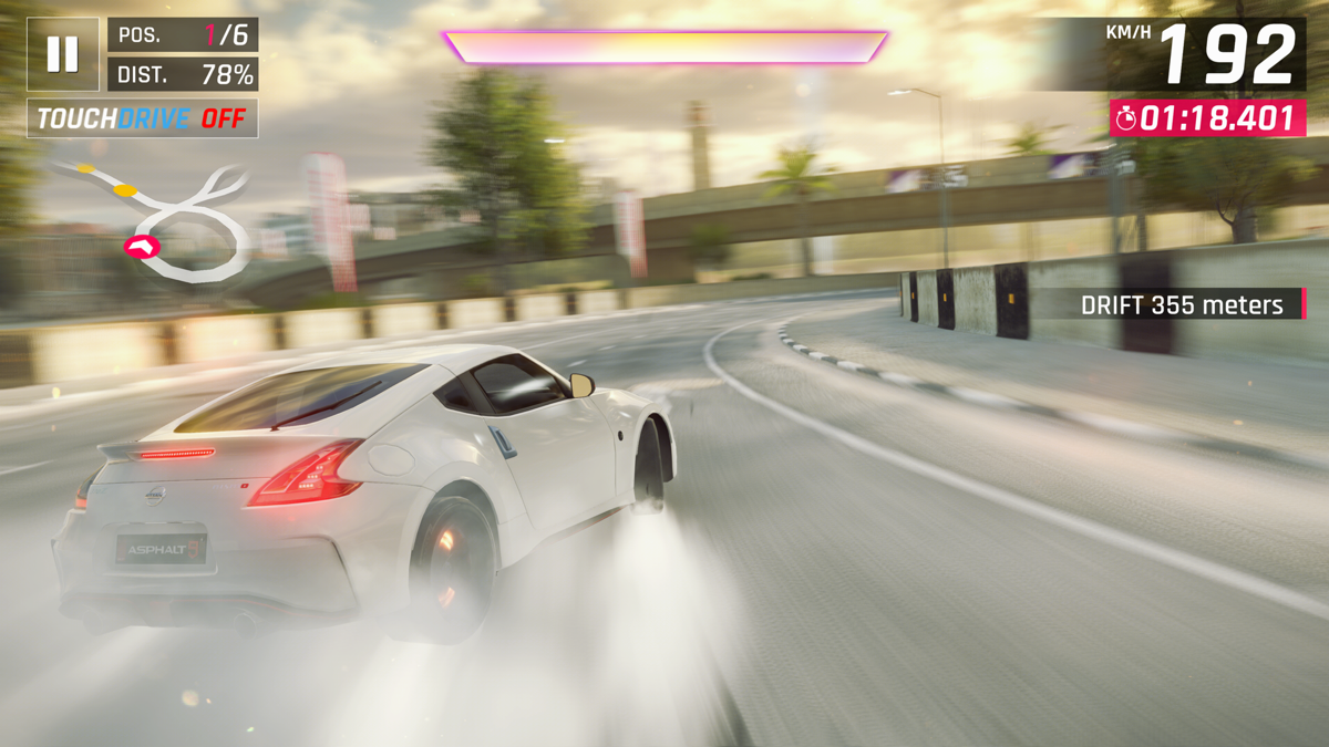 Asphalt 9: Legends (Xbox One) screenshot: Drifting with my Nissan 370Z.