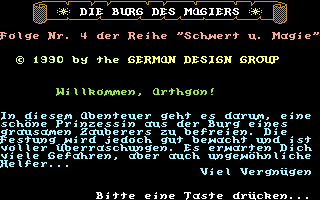 Schwert und Magie II: Folge 3+4 (Commodore 64) screenshot: Start Screen Folge Nr. 4: Die Burg des Magiers.