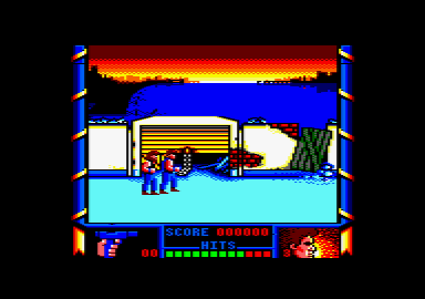 Shanghai Warriors (Amstrad CPC) screenshot: The last level is a naval base.