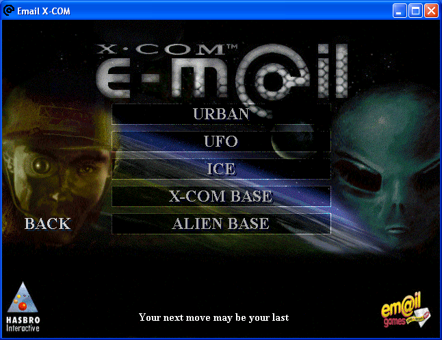 Em@il Games: X-COM (Windows) screenshot: Select an environment.