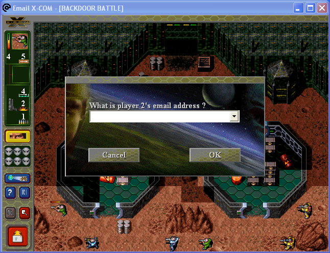 Em@il Games: X-COM (Windows) screenshot: Sending a turn file.