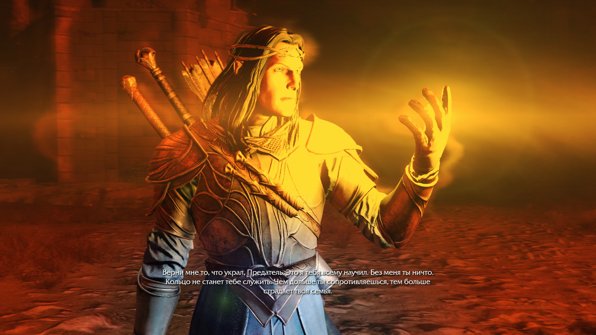 Middle-earth: Shadow of Mordor - The Bright Lord (Windows) screenshot: The Dark Lord talks to Celebrimbor