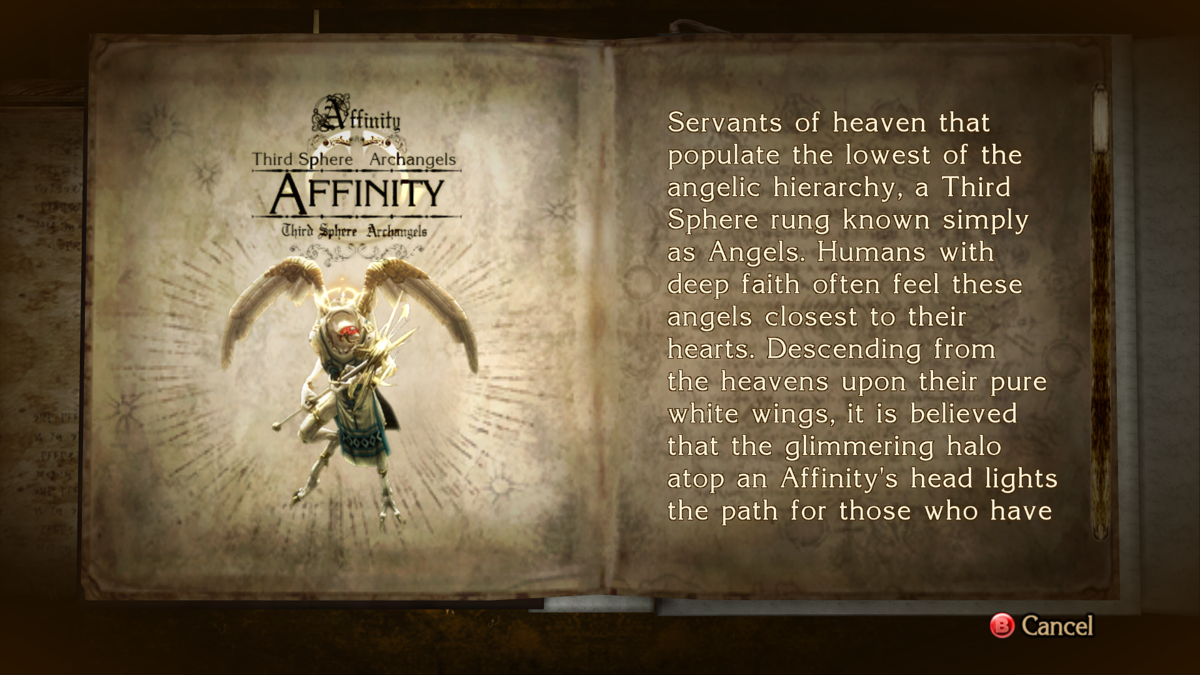 Bayonetta (Windows) screenshot: Angel encyclopedia