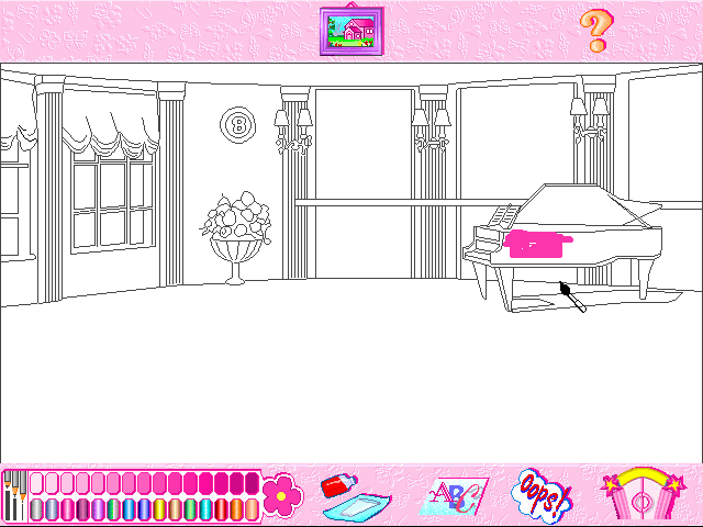 Storymaker (Windows 3.x) screenshot: The painting room allows to repaint the background images