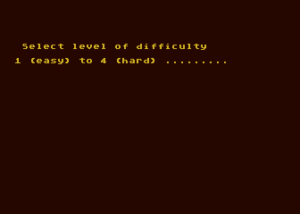 Stockmarket (Atari 8-bit) screenshot: Choosing a Difficulty