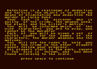 Detective (Atari 8-bit) screenshot: Instructions
