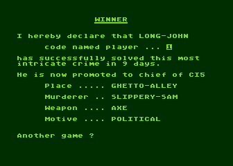 Detective (Atari 8-bit) screenshot: Solved the Crime