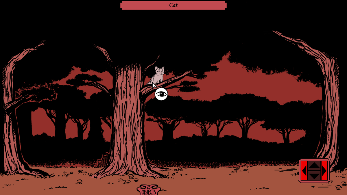 Breakfast on Trappist-1 (Windows) screenshot: A forest with a cat on the tree