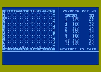 Bismark (Atari 8-bit) screenshot: Ships Positioned