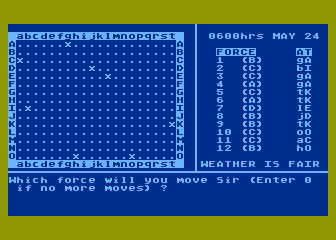 Bismark (Atari 8-bit) screenshot: Preparing the Hunt