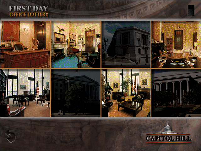 Capitol Hill (Windows 3.x) screenshot: Choosing our office