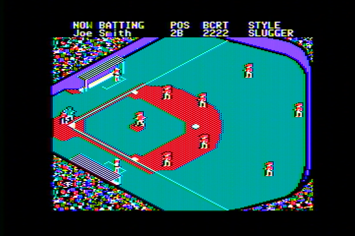 Championship Baseball (Apple II) screenshot: Taking the Field (tweaked Tint)