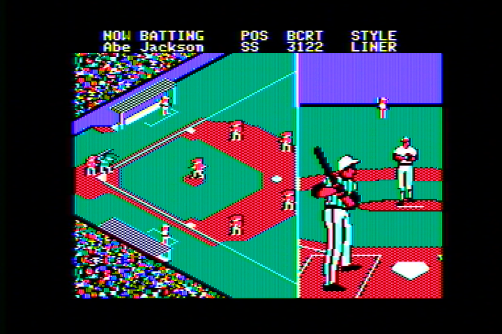 Championship Baseball (Apple II) screenshot: Batter Up (tweaked Tint)