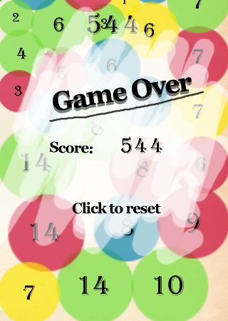 Count On Me (Windows) screenshot: Game Over: the total score is shown