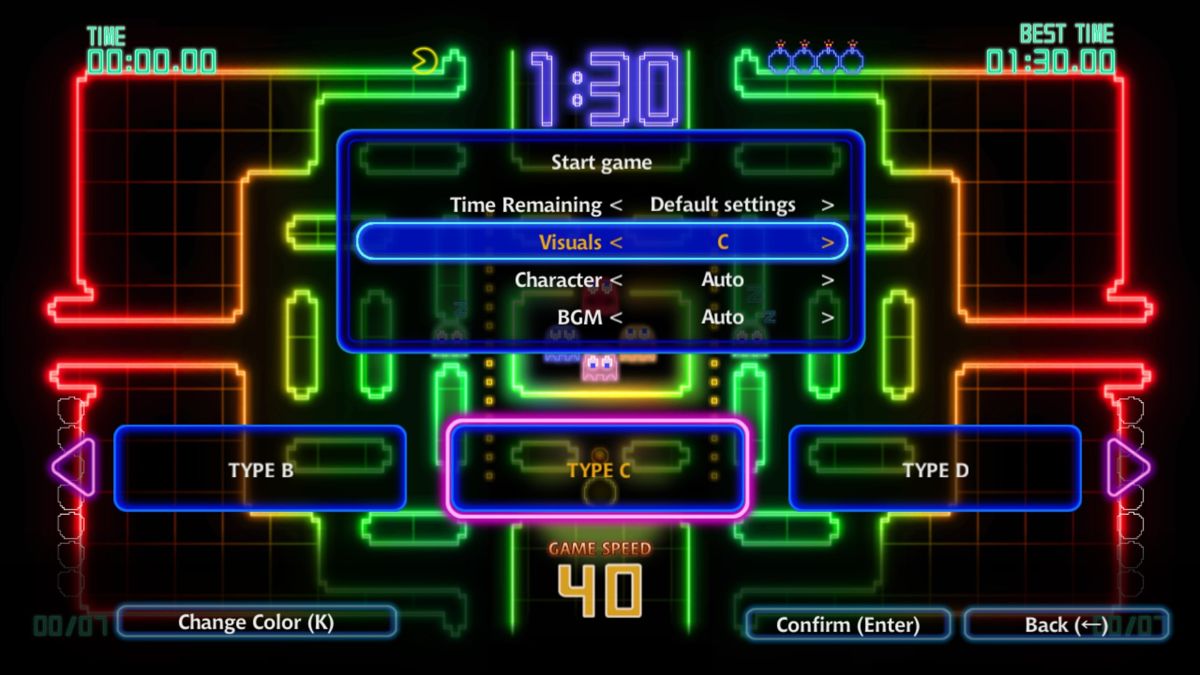 Pac-Man: Championship Edition DX (Windows) screenshot: You can also change the look of the board
