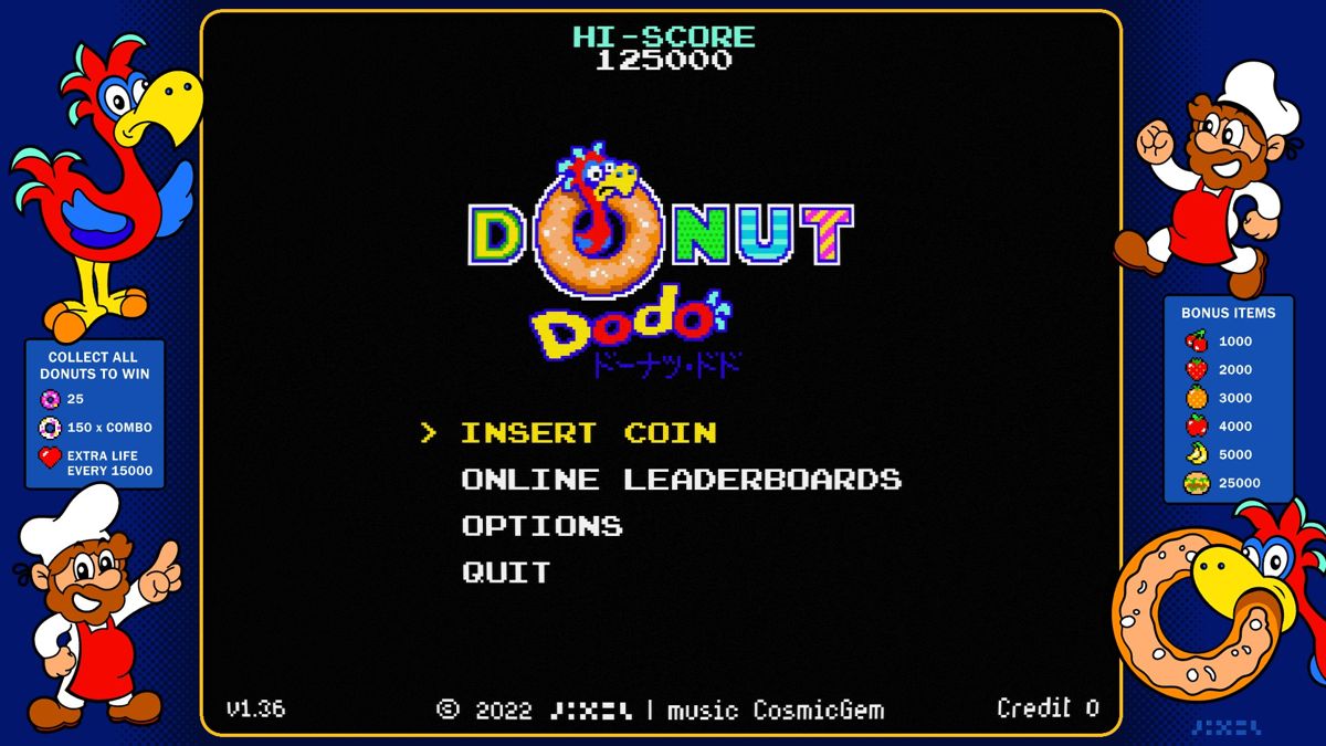 Donut Dodo (Windows) screenshot: Title screen.