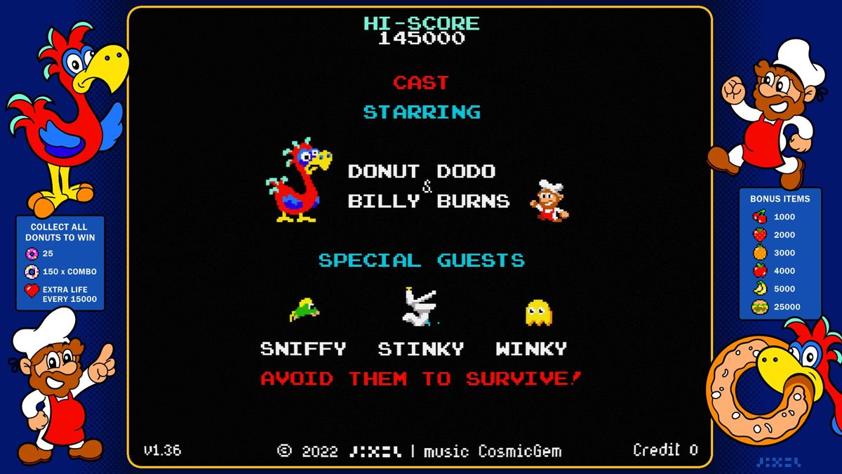 Donut Dodo (Windows) screenshot: Our hero and the bad guys