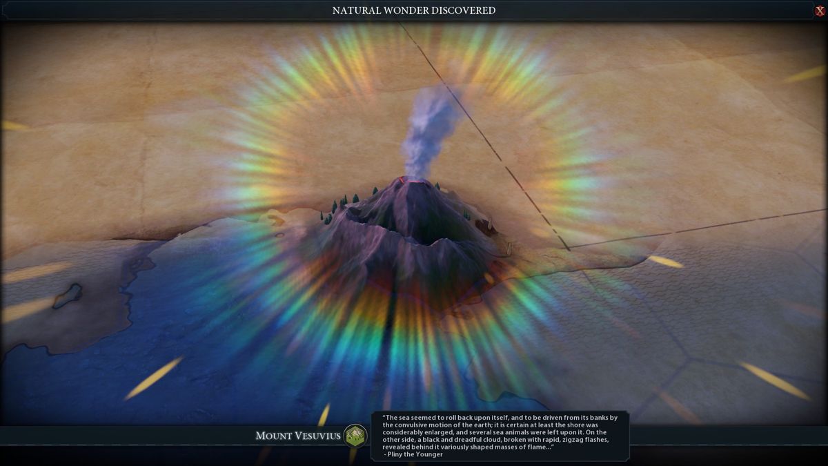 Sid Meier's Civilization VI: Gathering Storm (Windows) screenshot: Mount Vesuvius is one of the new natural wonders in Civ VI.
