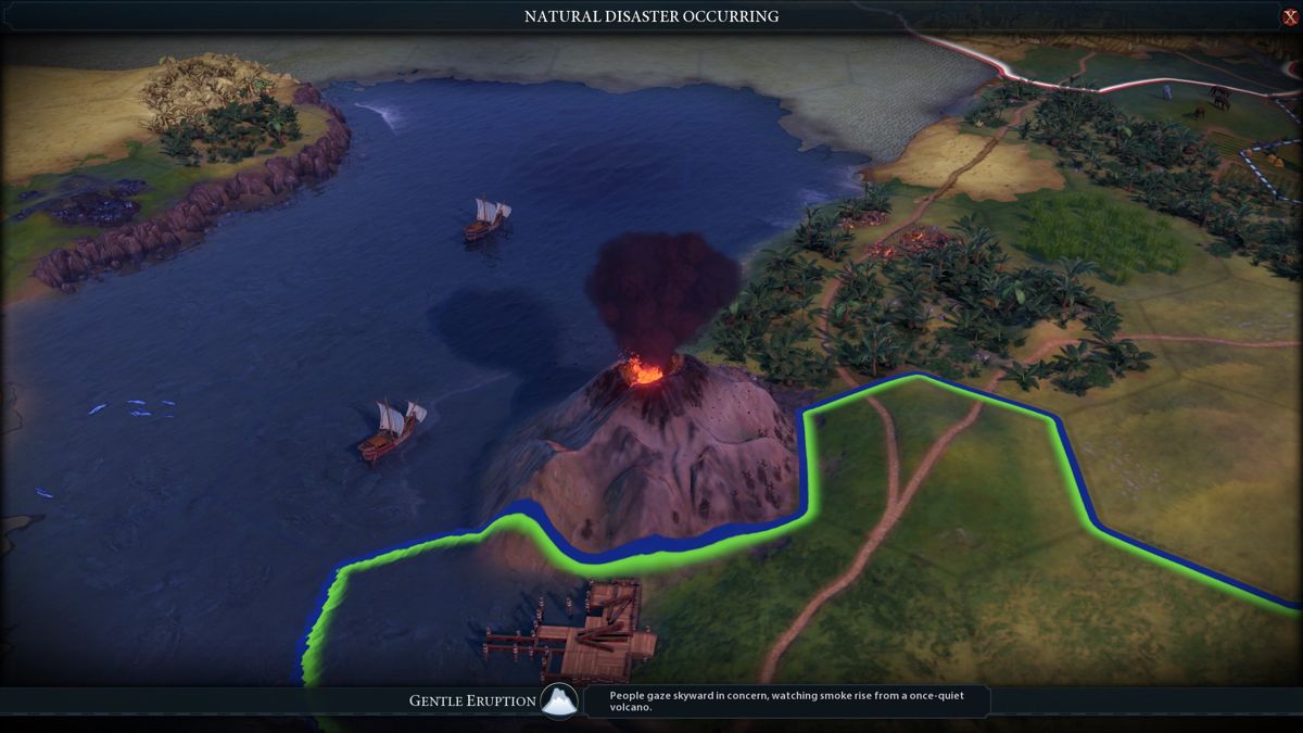 Sid Meier's Civilization VI: Gathering Storm (Windows) screenshot: A "gentle" eruption?